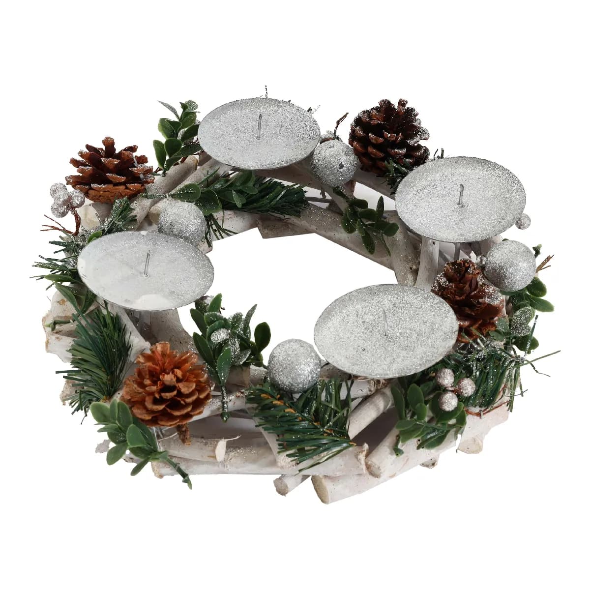 DecoShop26 Couronne de l'avent argent