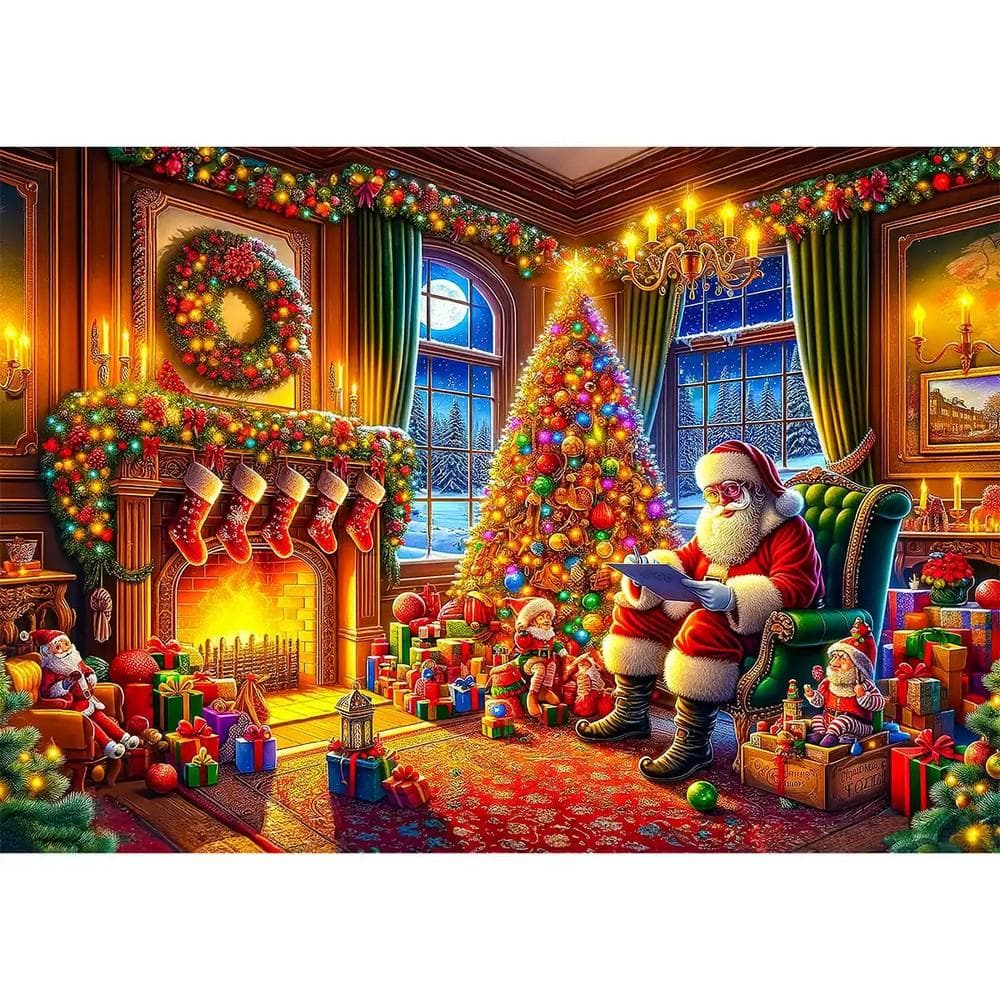 Puzzle 1000 pièces en bois : La Magie du Réveillon de Noël