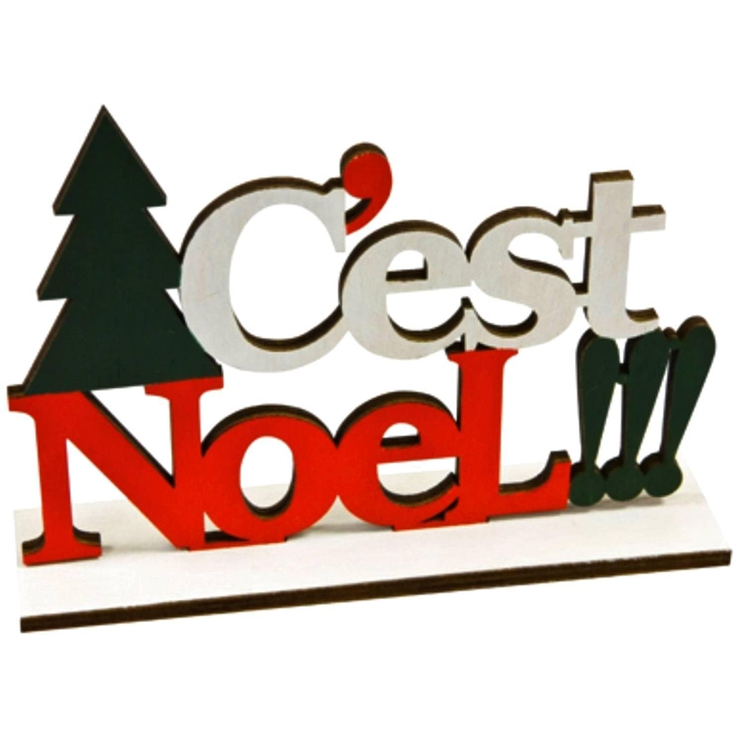 Déco table tradition C'EST NOEL !!! en bois 16 x 11,2 cm