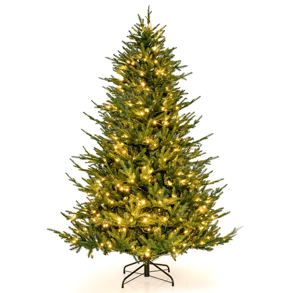 CostwaySapin de Noël Artificiel de 183 cm Arbre de Noël à Charnière avec 788 Branches en PE et PVC 280 Lumières LED Blanc Chaud et 8 Modes d'Éclairage