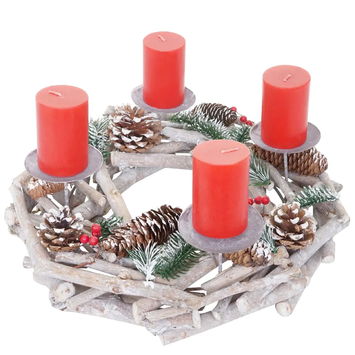 Décoshop26 Couronne de l'Avent Ø 35cm Blanc-Gris