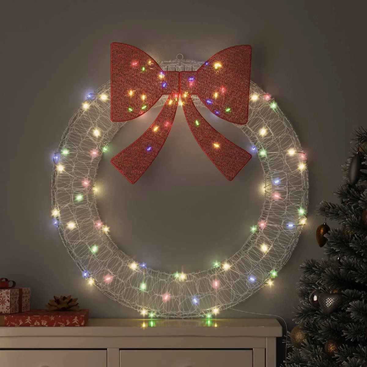 vidaXL Couronne avec 80 LED Multicolore 92 x 92 x 9,5 cm Acrylique