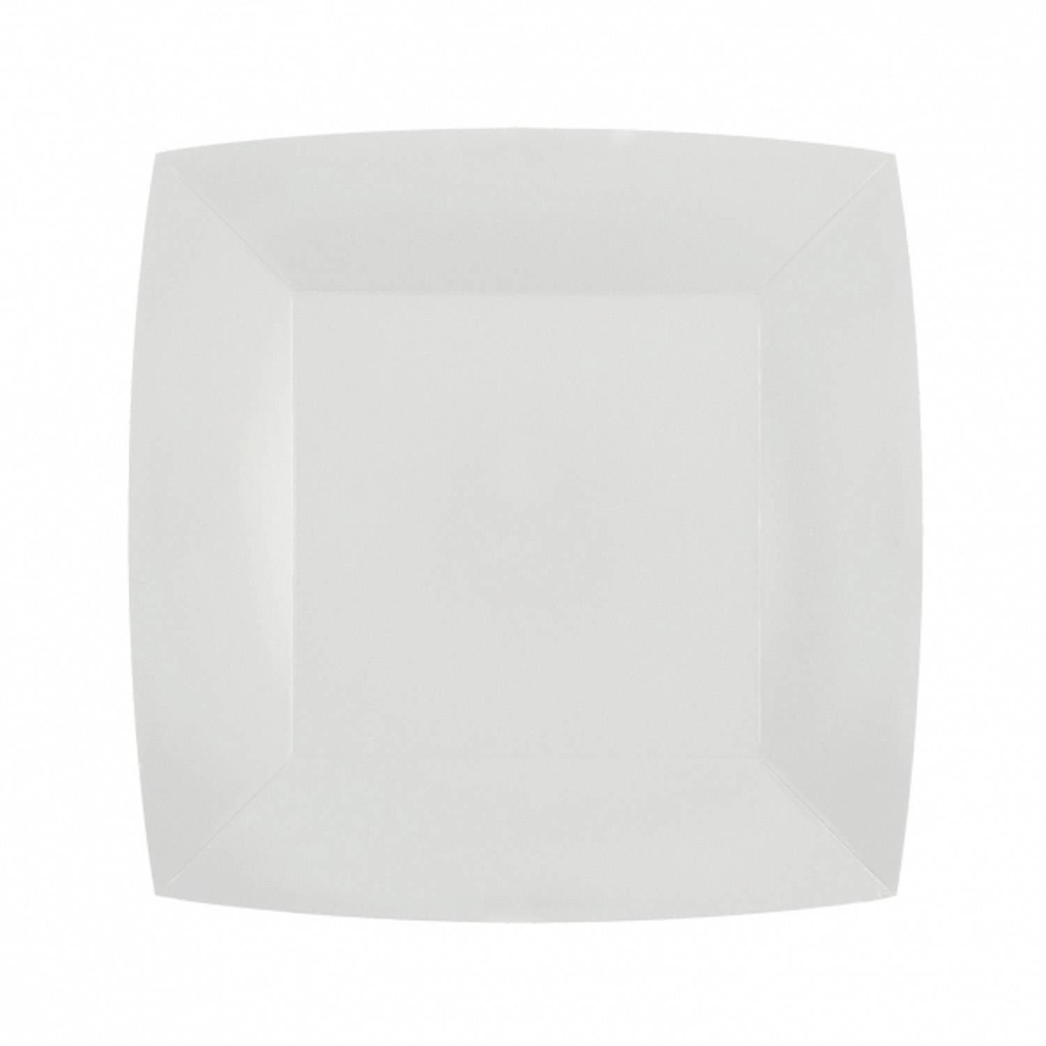 Lot de 10 Petites Assiettes Carrées carton compostables 18x18cm, Blanc