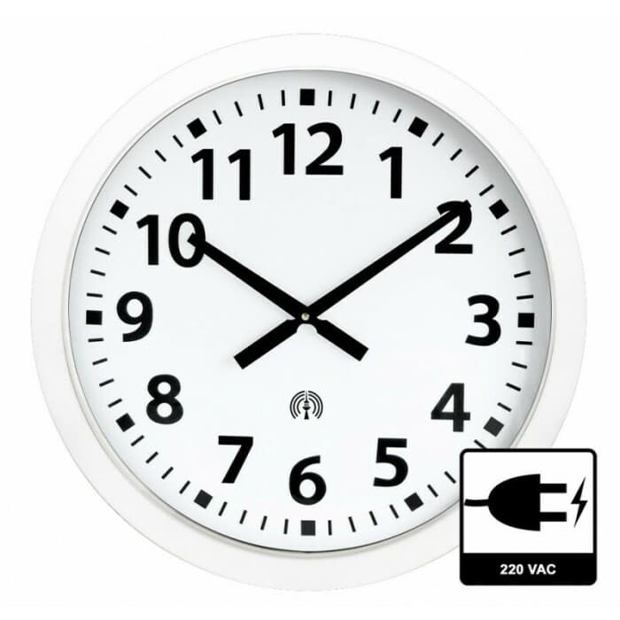 Horloge murale radio-pilotée entourage blanc Ø 60 cm option : Mouvement non étanche