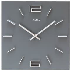 Horloge murale carrée à quartz en bois teinté gris couleur : Bois teinté gris