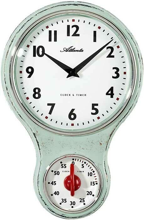 Pendule murale de cuisine vintage avec minuteur couleur : Crème