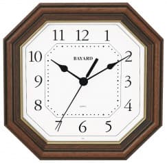 Horloge murale Bayard en bois octogonale cadran blanc
