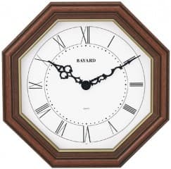 Horloge murale octogonale en bois chiffres romains Fonction : Mouvement radio-piloté